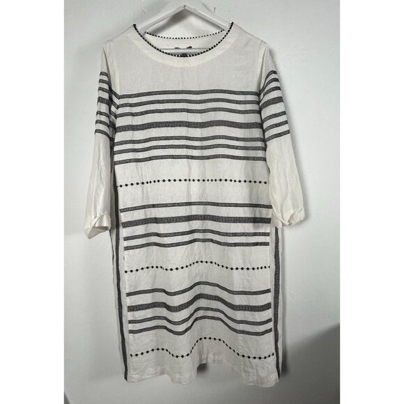 For Cynthia Womens Embroidered Linen Blend 3/4 Sleeve Shift Dress Large New $120 - Picture 1 of 10